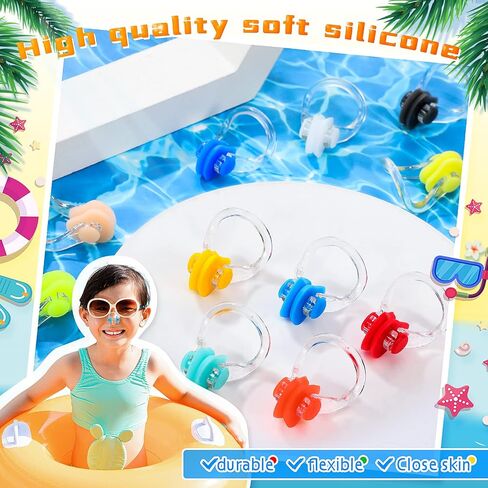 50 Packs Swimming Nose Clip Swim Nose Clip with Waterproof Silica Gel Silicone Nose Plugs Surfing Nose Plug Protector Soft Latex Plugs for Kids and Adults Swimmers Swimming Pool, Multi Color in Saudi Arabia
