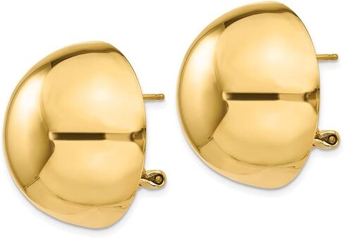Diamond2Deal Gift for Mothers Day 14k Yellow Gold Omega Clip Half Ball Stud Earrings (L-24 mm W-24 mm) in Saudi Arabia