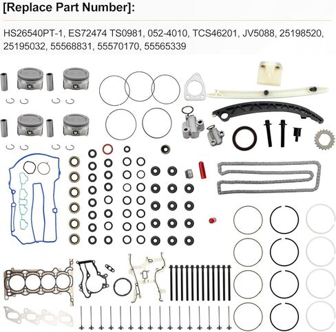 طقم إعادة بناء بيستونز المحرك مع قضبان كون لـ 2011-2016 تشيفي كروز/سونيك/تراكس/كروز المحدودة لمحرك بويك إنكور 2013-2016 1.4 لتر توربو 16 صمامًا in Kuwait