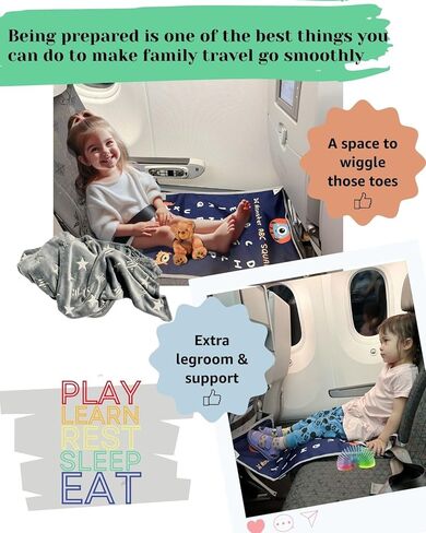 Baby Travel Essential 3-Piece kit: Elevate Your Child's Travel Comfort with The Airplane seat Extender for Kids/Toddler Airplane Bed/Airplane footrest (Monster Counting Band (White) in Kuwait