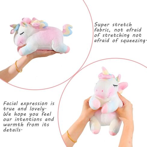 AIXINI Plush Unicorn Stuffed Animal Pillows Toy, 11.8 Inch Cute Soft Colorful Rainbow Unicorn Plushie Gifts for Girls in Kuwait