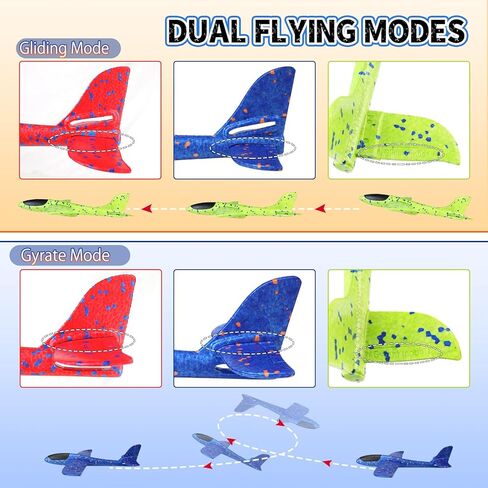 CORPER TOYS 3 Pack Foam Airplane Flying Toys with Dual Fright Mode Hand Throwing Foam Plane for Kids Ages 4-8 Outdoor Sport Game Toys Gift for Birthday in Kuwait