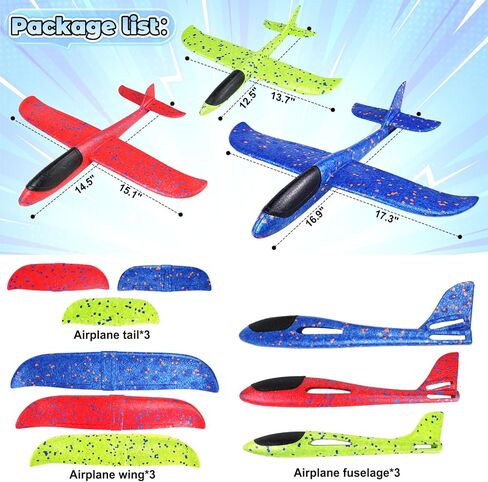 CORPER TOYS 3 Pack Foam Airplane Flying Toys with Dual Fright Mode Hand Throwing Foam Plane for Kids Ages 4-8 Outdoor Sport Game Toys Gift for Birthday in Kuwait