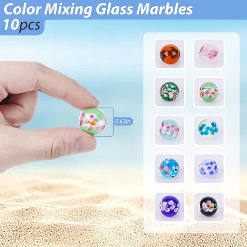 FUTUREPLUSX 10PSC Flower Style Marbles Games for Kids，10PCS Glass Marbles with Gift Box for Marbles Run Games Colored Marbles for Vase 2-4 Player Games in Saudi Arabia