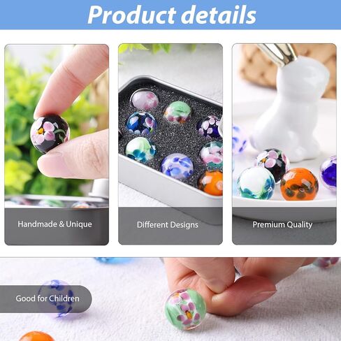 FUTUREPLUSX 10PSC Flower Style Marbles Games for Kids，10PCS Glass Marbles with Gift Box for Marbles Run Games Colored Marbles for Vase 2-4 Player Games in Saudi Arabia