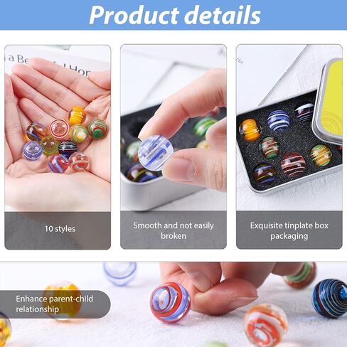FUTUREPLUSX 10PSC Flower Style Marbles Games for Kids，10PCS Glass Marbles with Gift Box for Marbles Run Games Colored Marbles for Vase 2-4 Player Games in Saudi Arabia