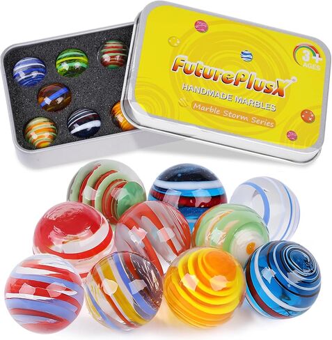 FUTUREPLUSX 10PSC Flower Style Marbles Games for Kids，10PCS Glass Marbles with Gift Box for Marbles Run Games Colored Marbles for Vase 2-4 Player Games in Saudi Arabia