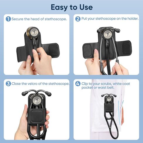 Stethoscope Holder Clip, Premium Leather Stethoscope Hip Holder Lightweight Portable Holster for Physicians, Nurses, EMT, Medical Nursing Students,for 3M Littmann & Most Stethoscope (Rose Gold) in Saudi Arabia