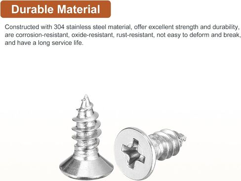 50 قطعة مسامير خشبية ذات رأس مسطح M5x14mm، 304 براغي فيليبس من الفولاذ المقاوم للصدأ - جيدة لأعمال النجارة والأثاث - فضي in Saudi Arabia