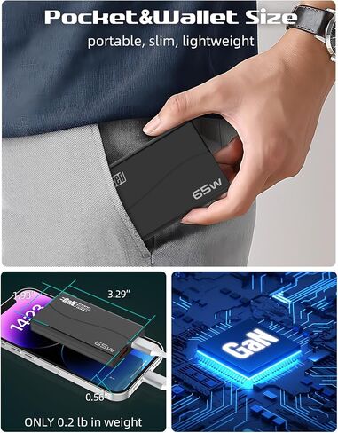 USB C Charger Block 65W, Type C Charger Fast Charging, PD PPS GaN Charger with Foldable Plug, Compact Wall Charger Power Adapter for MacBook Pro/Air, Galaxy S22/S20, iPad Pro, iPhone 15/Pro in Saudi Arabia