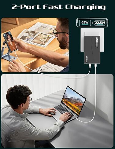 USB C Charger Block 65W, Type C Charger Fast Charging, PD PPS GaN Charger with Foldable Plug, Compact Wall Charger Power Adapter for MacBook Pro/Air, Galaxy S22/S20, iPad Pro, iPhone 15/Pro in Saudi Arabia