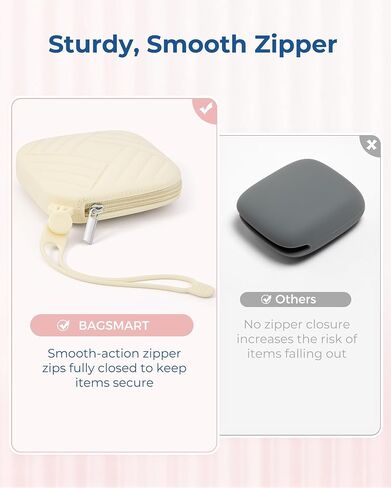 BAGSMART 2 قطعة حافظة منظم لسماعات الرأس من السيليكون وربطات كابل، أكياس صغيرة لتنظيم المحفظة لسماعات الأذن/محرك فلاش USB/منظم سلك أحمر الشفاه الصغير وأدوات إكسسوارات السفر (وردي + بيج) in Saudi Arabia