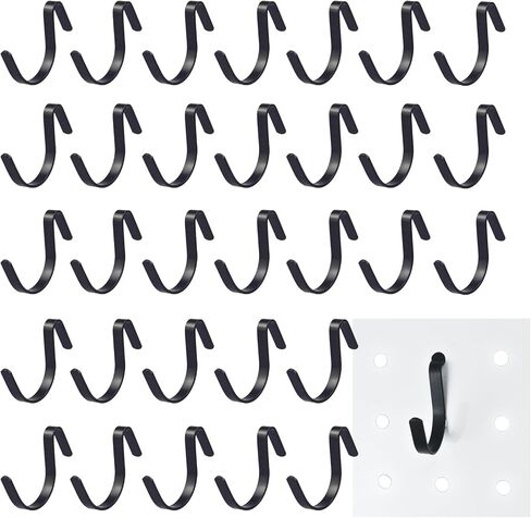 G.CORE Pegboard J Hooks Accessories - 40 قطعة خطافات معدنية سوداء للتعليق، شماعات تنظيم الحائط Pegboard، تناسب 1/4 فتحات، أدوات عرض حاملات تخزين لتنظيم مكتب المرآب الحرفية in Kuwait