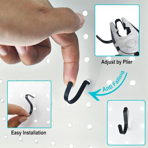 G.CORE Pegboard J Hooks Accessories - 40 قطعة خطافات معدنية سوداء للتعليق، شماعات تنظيم الحائط Pegboard، تناسب 1/4 فتحات، أدوات عرض حاملات تخزين لتنظيم مكتب المرآب الحرفية in Kuwait