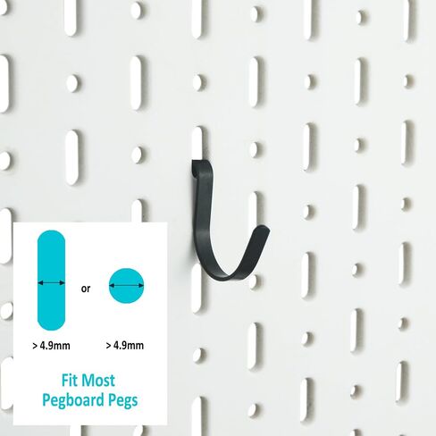 G.CORE Pegboard J Hooks Accessories - 40 قطعة خطافات معدنية سوداء للتعليق، شماعات تنظيم الحائط Pegboard، تناسب 1/4 فتحات، أدوات عرض حاملات تخزين لتنظيم مكتب المرآب الحرفية in Kuwait