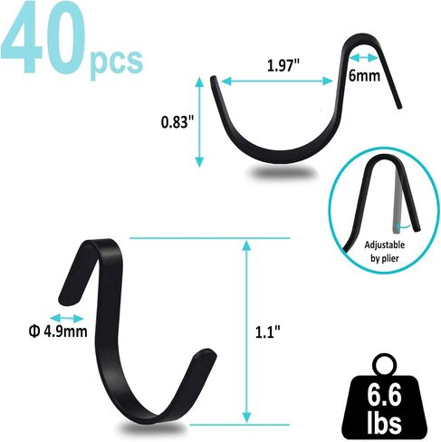 G.CORE Pegboard J Hooks Accessories - 40 قطعة خطافات معدنية سوداء للتعليق، شماعات تنظيم الحائط Pegboard، تناسب 1/4 فتحات، أدوات عرض حاملات تخزين لتنظيم مكتب المرآب الحرفية in Kuwait