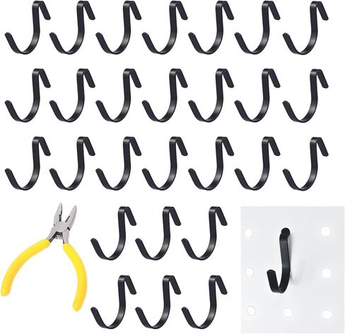 G.CORE Pegboard J Hooks Accessories - 40 قطعة خطافات معدنية سوداء للتعليق، شماعات تنظيم الحائط Pegboard، تناسب 1/4 فتحات، أدوات عرض حاملات تخزين لتنظيم مكتب المرآب الحرفية in Kuwait