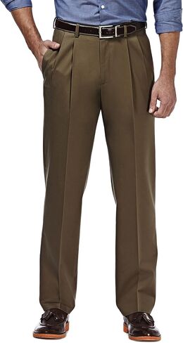 Haggar Men's Premium No Iron Khaki Classic Fit Pleat Front Regular and Big & Tall Sizes in Kuwait