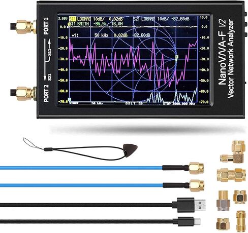 NanoVNA-F V2 Vector Netwerk Analyzer 3 جيجا هرتز، شاشة TFT 4.3 بوصة، محلل هوائي NanoVNA غلاف معدني مع 5000 مللي أمبير، NanoVNA V2 HF VHF UHF VNA قياس الجهد S-Parameter SWR، مخطط سميث لتأخير المرحلة in Saudi Arabia