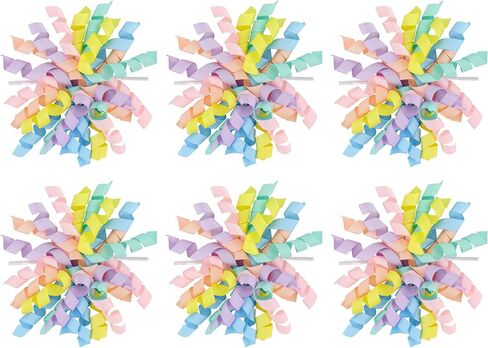 AIMUDI Rainbow Curly Bows 4" Colorful Gift Bows Self Adhesive Ribbon Bows for Gift Wrapping Grosgrain Ribbon Twist Tie Bows for Treat Bags Gift Bags Birthday Party Decorations - 6 Counts in Saudi Arabia