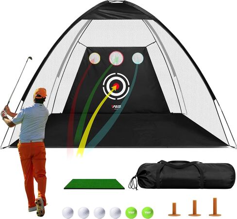 PGM Golf Net - 10x7ft Golf Nets for Backyard Driving Real Golf Balls, Golf Practice Net Indoor Outdoor with Tri-Turf Golf Mat, Golf Chipping Net Golf Training Aid Golf Accessories Golf Gifts for Men in Saudi Arabia