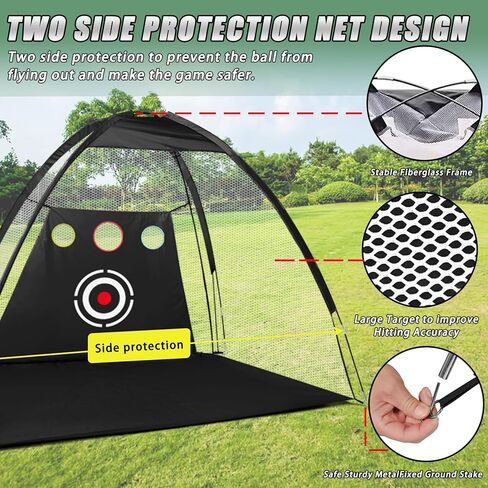 PGM Golf Net - 10x7ft Golf Nets for Backyard Driving Real Golf Balls, Golf Practice Net Indoor Outdoor with Tri-Turf Golf Mat, Golf Chipping Net Golf Training Aid Golf Accessories Golf Gifts for Men in Saudi Arabia