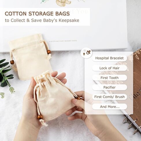 Wooden Keepsake Baby Memory Book Box Boys & Girls, First 5 Years Baby Milestone Book Gender Neutral Journal Memory Scrapbook, Baby Shower Keepsake Gift Set (Included Ink Pad/Keepsake Bags/Envelopes) in Saudi Arabia