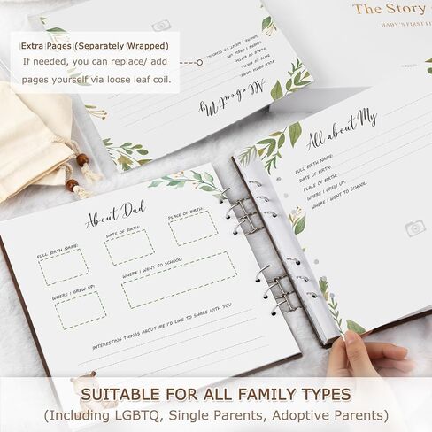 Wooden Keepsake Baby Memory Book Box Boys & Girls, First 5 Years Baby Milestone Book Gender Neutral Journal Memory Scrapbook, Baby Shower Keepsake Gift Set (Included Ink Pad/Keepsake Bags/Envelopes) in Saudi Arabia