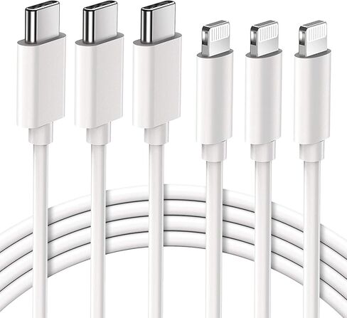 Quntis USB C to Lightning Cable 3 Pack 6FT MFi Certified iPhone Fast Charger Cord Type C to Lightning Cable Charging Wire for iPhone 14 13 12 11 Pro Max X XS XR 8 7 6 Plus iPad AirPods Pro, White in Kuwait