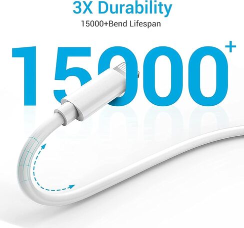 Quntis USB C to Lightning Cable 3 Pack 6FT MFi Certified iPhone Fast Charger Cord Type C to Lightning Cable Charging Wire for iPhone 14 13 12 11 Pro Max X XS XR 8 7 6 Plus iPad AirPods Pro, White in Kuwait