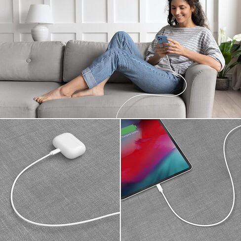 Quntis USB C to Lightning Cable 3 Pack 6FT MFi Certified iPhone Fast Charger Cord Type C to Lightning Cable Charging Wire for iPhone 14 13 12 11 Pro Max X XS XR 8 7 6 Plus iPad AirPods Pro, White in Kuwait