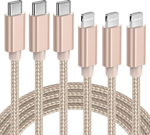 Quntis USB C to Lightning Cable, 3 Pack 6FT MFi Certified iPhone 14 Fast Charger Cord, Type C iPhone Rapid Charging Cable for iPhone 14 13 12 11 Pro Max Xs Max XR X 8 Plus 8 iPad Pro, Black in Kuwait