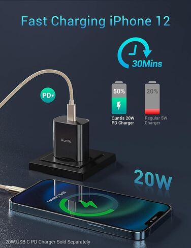 Quntis USB C to Lightning Cable, 3 Pack 6FT MFi Certified iPhone 14 Fast Charger Cord, Type C iPhone Rapid Charging Cable for iPhone 14 13 12 11 Pro Max Xs Max XR X 8 Plus 8 iPad Pro, Black in Kuwait