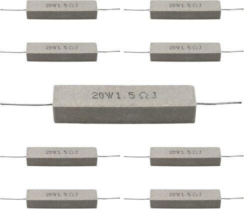 Cement Resistor,10 PCS 20W 4 Ohm 5% Axial Lead Wire Resistor White Wound Fixed Ceramic Resistors Wirewound Power Flame Heat Moisture Resistance Precharge Horizontal in Kuwait