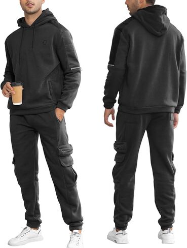 Men's Tracksuit 2 Piece Hoodie Athletic Jogging Sweatsuits for Men Casual Sports Long Sleeve Pullover Suit Set in Kuwait
