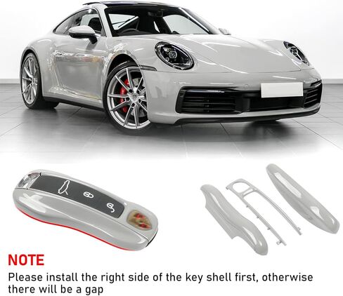 Jaronx Compatible with Porsche Key Fob Cover, Compatible with Porsche Cayenne Panamera Key Fob Cover 2018-2024, Compatible with Porsche Carrera Taycan Key Accessories 2020-2024 (Chalk-New/Light Grey) in Kuwait