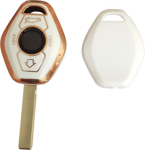 لغطاء مفتاح BMW Key Fob للدخول بدون مفتاح للتحكم عن بعد مع سلسلة مفاتيح تناسب BMW 3 5 7 Series M3 M5 M6 X3 X5 Z3 Z4 Z8 LX8FZV (لسيارات BMW B، أبيض) in Kuwait