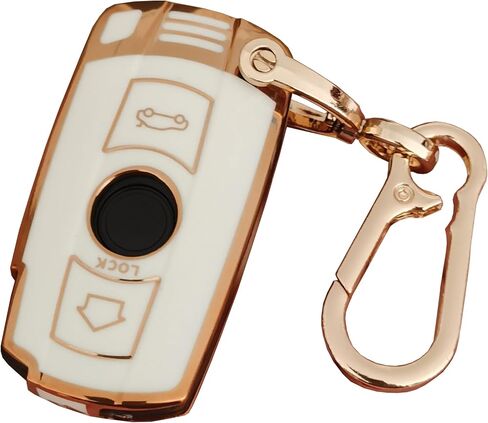 لغطاء مفتاح BMW Key Fob للدخول بدون مفتاح للتحكم عن بعد مع سلسلة مفاتيح تناسب BMW 3 5 7 Series M3 M5 M6 X3 X5 Z3 Z4 Z8 LX8FZV (لسيارات BMW B، أبيض) in Kuwait