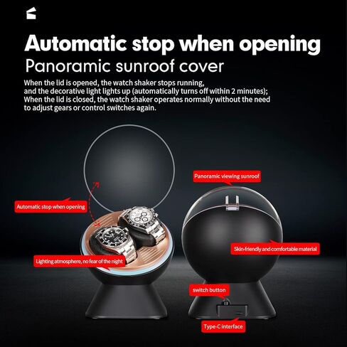 ملفاف ساعة للساعات الأوتوماتيكية، صندوق لفاف ساعة أوتوماتيكي، ملفاف ساعة مزدوج لساعات النساء والرجال مع زر واحد لبدء محرك هادئ in Kuwait
