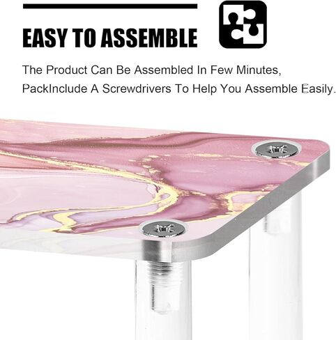 رف عرض أكريليك 3 طبقات، حامل عرض العطور، حامل رف منظم لمجموعة كبيرة، حامل منظم لمجموعات المرآب والكب كيك والمواد الغذائية ومنتجات التجميل (12 بوصة × 8 بوصة × 6 بوصة، رخام ذهبي وردي) in Kuwait