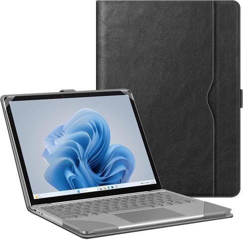 حافظة Fintie لجهاز الكمبيوتر المحمول Microsoft Surface Go 3/2/1 مقاس 12.4 بوصة (الموديل: 2013/1943)، غطاء كتاب قابل للطي من جلد البولي يوريثان الممتاز مع جيب كبير (أزرق ثلجي) in Kuwait