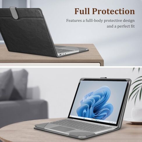 حافظة Fintie لجهاز الكمبيوتر المحمول Microsoft Surface Go 3/2/1 مقاس 12.4 بوصة (الموديل: 2013/1943)، غطاء كتاب قابل للطي من جلد البولي يوريثان الممتاز مع جيب كبير (أزرق ثلجي) in Kuwait