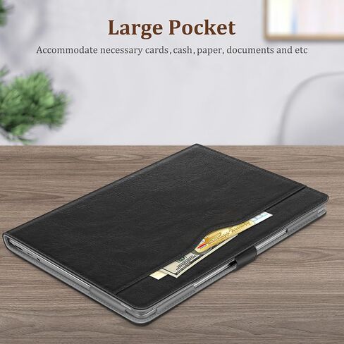 حافظة Fintie لجهاز الكمبيوتر المحمول Microsoft Surface Go 3/2/1 مقاس 12.4 بوصة (الموديل: 2013/1943)، غطاء كتاب قابل للطي من جلد البولي يوريثان الممتاز مع جيب كبير (أزرق ثلجي) in Kuwait