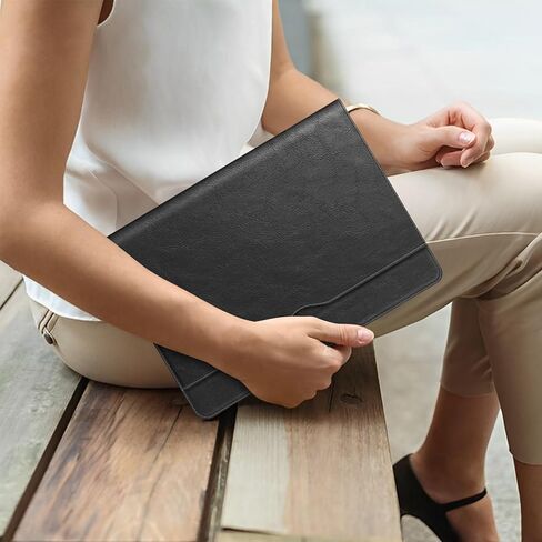 حافظة Fintie لجهاز الكمبيوتر المحمول Microsoft Surface Go 3/2/1 مقاس 12.4 بوصة (الموديل: 2013/1943)، غطاء كتاب قابل للطي من جلد البولي يوريثان الممتاز مع جيب كبير (أزرق ثلجي) in Kuwait