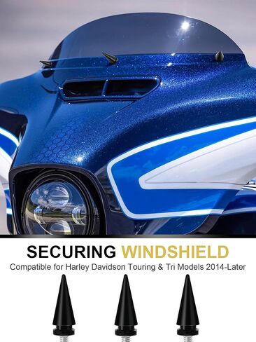 مسامير هدية للدراجات النارية، مسامير سوداء للزجاج الأمامي متوافقة مع Harley Davidson 2014-2024 Touring Street Glide Tri Glide Electra Glide باللون الأسود in Kuwait