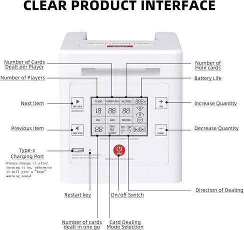 Automatic Card Dealer and Algorithmic Shuffle 2 in 1 Machine, Dealer The Cards in a 360 Rotation，4000mah Battery Life Suitable for UNO, Blackjack, Texas Hold'em Supports up to 12 Players in Saudi Arabia
