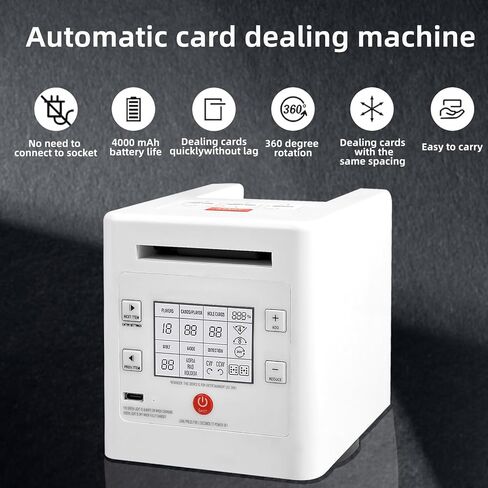 Automatic Card Dealer and Algorithmic Shuffle 2 in 1 Machine, Dealer The Cards in a 360 Rotation，4000mah Battery Life Suitable for UNO, Blackjack, Texas Hold'em Supports up to 12 Players in Saudi Arabia