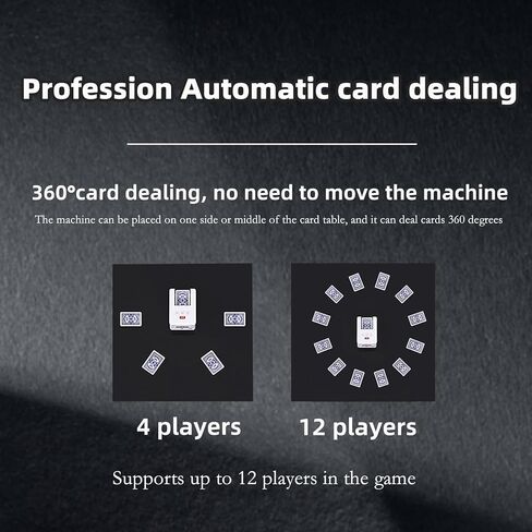 Automatic Card Dealer and Algorithmic Shuffle 2 in 1 Machine, Dealer The Cards in a 360 Rotation，4000mah Battery Life Suitable for UNO, Blackjack, Texas Hold'em Supports up to 12 Players in Saudi Arabia