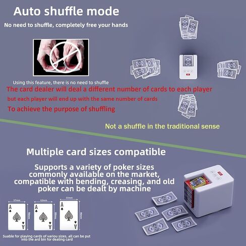 Automatic Card Dealer and Algorithmic Shuffle 2 in 1 Machine, Dealer The Cards in a 360 Rotation，4000mah Battery Life Suitable for UNO, Blackjack, Texas Hold'em Supports up to 12 Players in Saudi Arabia