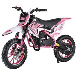 50cc 2-Stroke Kids Dirt Bike Kids Motorcycle Gas Dirt Bike Mini Dirt Bike Pocket Gas Motordike Off Road Gas Power Mini Pocket مع فرامل القرص الخلفية الأمامية بحد أقصى 30 كم/ساعة وردي in Kuwait
